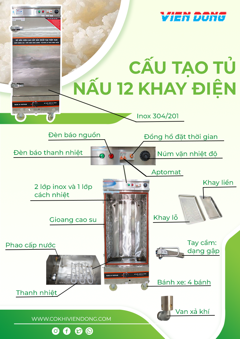 Tủ hấp giò chả 12 khay